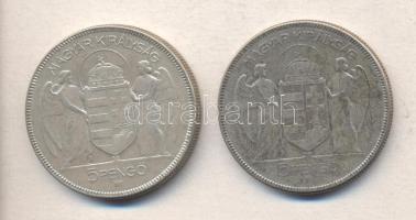 1930. 5P Ag "Horthy-jobbra" (2x) T:3