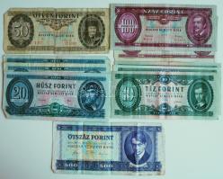 1962-1990. 10Ft + 20Ft + 50Ft + 100Ft + 500Ft. Összesen 10db kizárólag klf évszám! T:vegyes