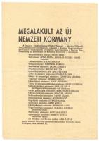 1956. okt. 27. "Megalakult az új nemzeti kormány" röplap