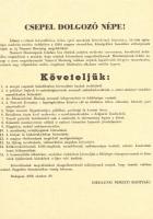 1956. okt. 29. Az Ideiglenes Nemzeti Bizottság röplapja "Csepel dolgozó népéhez" címezve