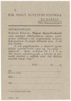 Cca 1932 Királyi Magyar Egyetemi Nyomda reklámja, plusz egy megrendelő lap