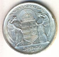 1939. 5P Ag "Horthy - balra" T:2 ph