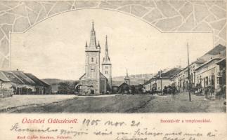 Gálszécs Bocskai square, church (EK)