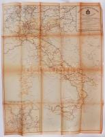 cca 1910 Olaszország vasúti térképe (hátoldalt Európa) / Railroad map of Italy and Europe on the back 46x50 cm