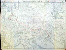 cca 1920 Posner Lajos Közép Európa vasúti térképe  Railroad map of Central Europe / 80x70 cm