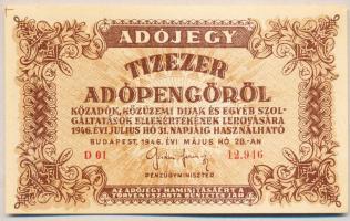 1946. 10.000AP "D" sorozat, előlapon, bal felső sarokban illesztőkereszt, vízjel T:I-