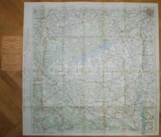 cca 1930 Budapest-Eszék autóstérkép a Balatonnal és környékével, Freytag und Berndt's (44), borítóval /  Budapest-Osijek highway map with Balaton and area, 80x80cm