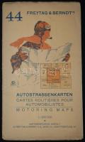 cca 1930 Budapest-Eszék autóstérkép a Balatonnal és környékével, Freytag und Berndt's (44), bor...