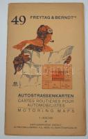 cca 1930 Kassa-Debrecen autóstérkép, Freytag und Berndt's (49), borítóval /  Kosice-Debrecen motoring map, 60x70cm