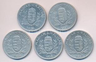1927-1939. 1P Ag (5x) mind klf évszámmal T:2,3