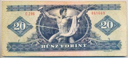 1980. 20Ft hátlapján látványos nyomdai papírránc T:III