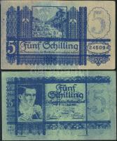 Ausztria 1927. 5Sch korabeli fakszimile világosabb színváltozat, segédpéldánnyal T:III Austria 1927. 5 Schilling facsimile with lighter colour variation and normal one C:F