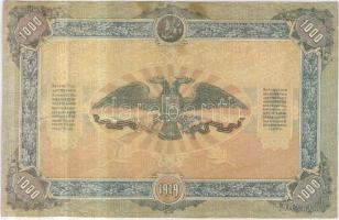 Oroszország/Polgárháború/Dél-Oroszország/ Főparancsnokság 1919. 1000R az értékjelzés fehér színezete...