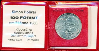 1983. 100Ft "Simon Bolivár" alpakka T:BU Eredeti tokban, tanúsítvánnyal!