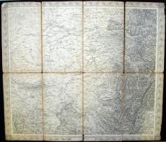 cca 1880 Bánság katonai vászontérkép (rozoga állapotban) /  Military map of Banat, mounted on linen (somewhat worn) 49x57cm