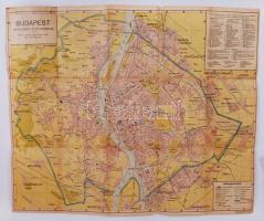 1928 Budapest térképe, Budapest Székesfőváros Házinyomdája. Ragasztva /  Map of Budapest, repaired, 48x56cm