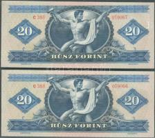 1965. 20Ft (2x) egymást követő sorszámmal! T:I