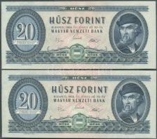 1969. 20Ft (2x) "C 060" egymást követő sorszámmal! T:I