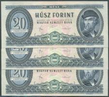 1980. 20Ft (3x) "C 076" egymást követő sorszámmal! T:I