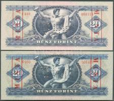 1969. 20Ft "MINTA" + 1975. 20Ft "MINTA" perforációval és felülnyomással T:I