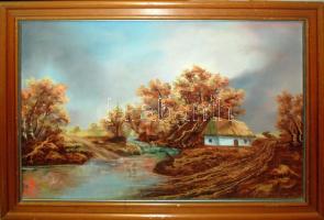 Lázár jelzéssel: Tanyasi táj, olaj, vászon, keretben, 60x80cm