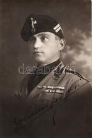 1927 Mussolini´s Blackshirt guard officer, photo (greeting to Hungarian fascists on the back of the postcard)