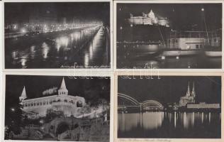 23 db képeslap éjszakai városképekkel, részben háború előtti lapok, sok Budapest
