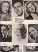 38 db nagyrészt használatlan, fekete-fehér színész lap a '40-es és '50-es évekből (nem min...