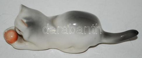Zsolnay cica, hibátlan, jelzett, h:10 cm