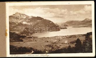 18 db régi, ausztriai városképes lap és egy 12 darabos képeslapos füzet Salzfammergutból