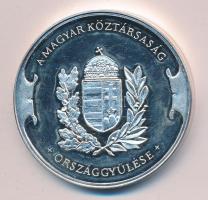 Bozó Gyula (1913-2004) DN. "Magyar Köztársaság Országgyűlése" ezüstözött fém emlékérem (42,5mm) dísztokban T:PP