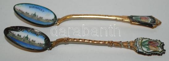 Két darab Budapest díszkanál, zománcozott