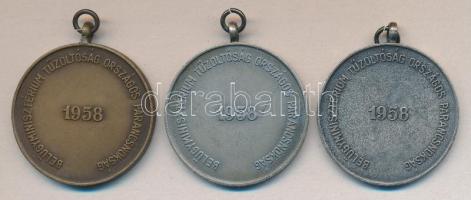 1958. 3db Önkéntes Tűzoltó szolgálati érdemérem 5, 10 és 15 év után T:2
