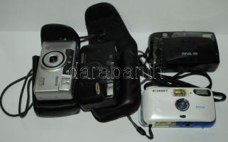 4db analóg elemes fényképezőgép, 2 kis hibával / Analog photo cameras, 2 with minor faults