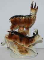 Kézzel festett  német Unterweissbach porcelán zerge pár / Handpainted numbered german chinaware animal figure m:26 cm , h:18 cm