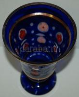 Kézzel festett kobaltkék üveg váza/
Handpainted glas m:18 cm , d:12 cm