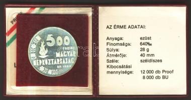 1984. 500Ft Ag "Los Angeles-i Nyári Olimpia" T:PP Dísztokban tanúsítvánnyal