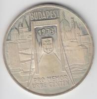 Csúcs Viktória (1934-) 1973. "Pest-Buda-Óbuda egyesítésének centenáriuma / ÁPV emléktallér" Ag emlékérem (25,1g/42,5mm) T:PP