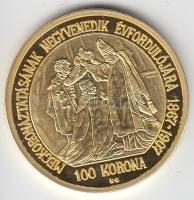 "Magyar aranypénzek utánveretben - Ferenc József jubileumi 100 korona" aranyozott Ag(0.999...