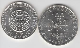 1972. 50Ft Ag + 100Ft Ag "Szt.István" pár T:BU