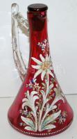 XIX. sz vége: Kézzel festett, szakított likőrösüveg dugóval. Hibátlan, szép állapotban. / Vintage liquor-bottle. Hand-painted, flawless condition. 23 cm