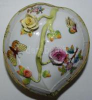 Nagyméretű, kézzel festett, Viktória-mintás, hibátlan rózsás porcelán bonbonnier / Herend chinaware ...