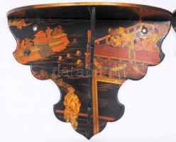 XIX. sz. vége: kínai festett falra szerelhető szobor / műtárgytartó polc párban / Chinese statue hol...