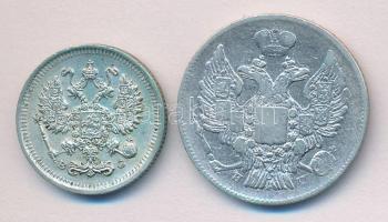 Oroszország 1838. 20k Ag "I. Miklós" + 1915. 10k Ag T:3,2
Russia 1838. 20 Kopeks Ag "...