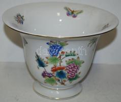 Viktória mintás hibátlan Herendi porcelán kaspó, koronás címerrel 1946. / Herend chinaware 14 cm magas d: 21 cm