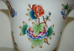 Viktória mintás hibátlan Herendi porcelán kaspó, koronás címerrel 1946. / Herend chinaware 14 cm mag...