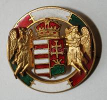 cca 1900 Zománcozott kitűző Magyarország angyalos középcímerével / Hungary enameled badge d: 25mm