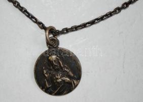 cca 1900 Szűzanyát ábrázoló 3 db ezüst medál ezüst láncon / Silver holy medals on silver chain 12,1g