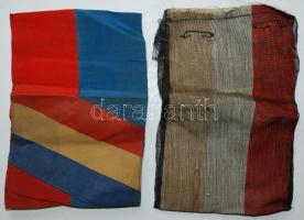 cca 1910 Piros-kék karszalag Budapest zászlójával + avatási mellszalag + fátylas kokárda és karaszal...