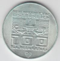 Ausztria 1976. 100Sch Ag "Innsbruck - XII. téli olimpia / Lesikló sánc" T:2-
Austria 1976....